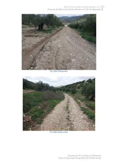 Anuncio de Licitación Obra Mejora del Camino Rural en el T.M. Algarinejo: &quot;Camino Pozuelo-Galones&quot;